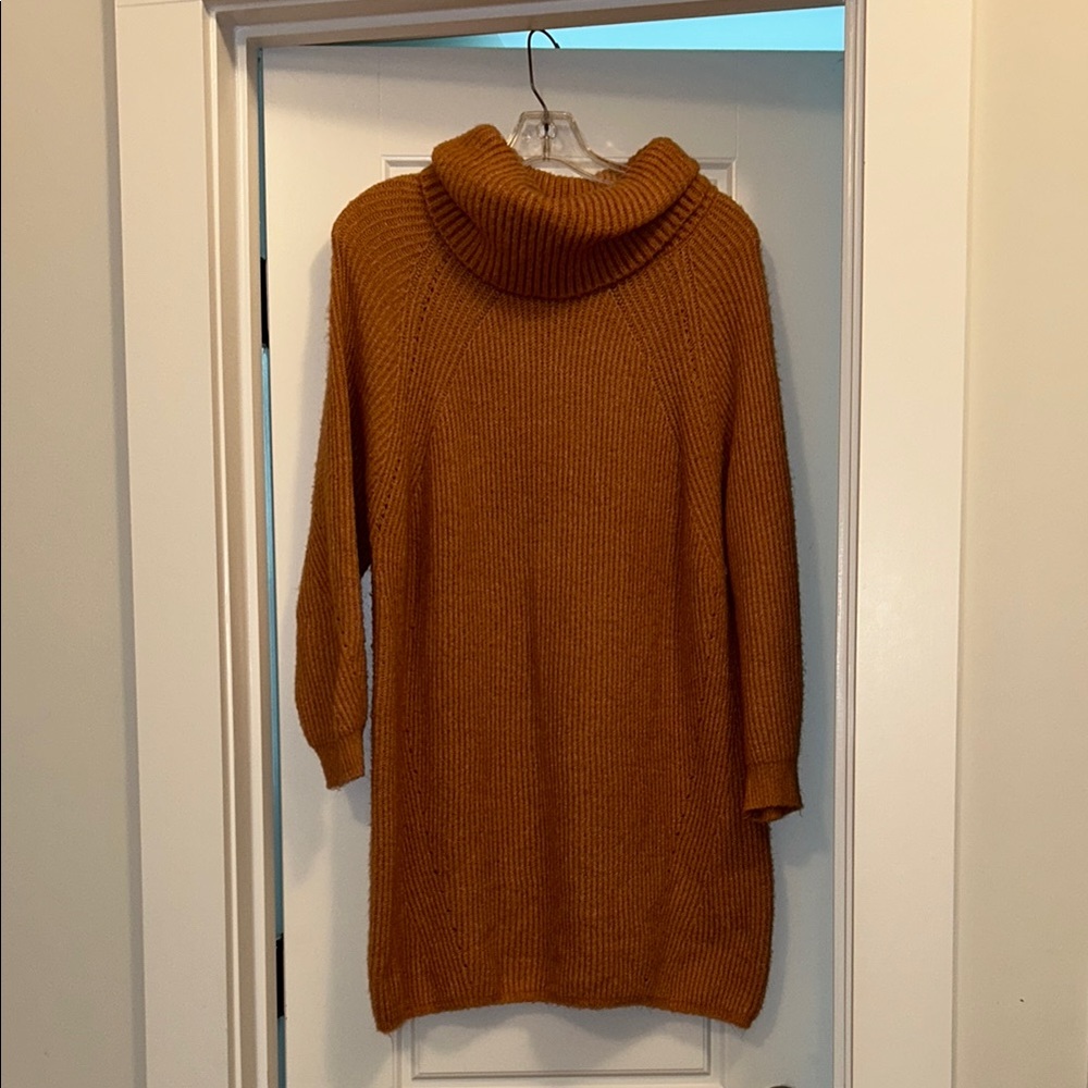 Cozy Pink Turtleneck Sweater Dress